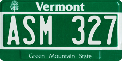VT license plate ASM327