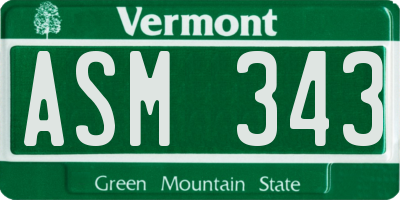 VT license plate ASM343