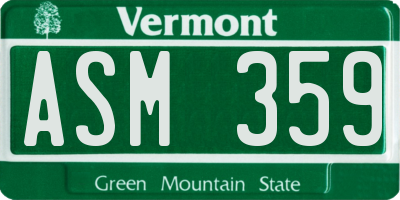 VT license plate ASM359