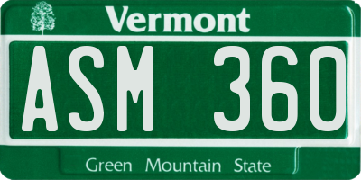 VT license plate ASM360