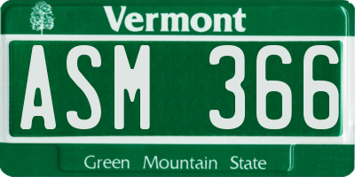 VT license plate ASM366