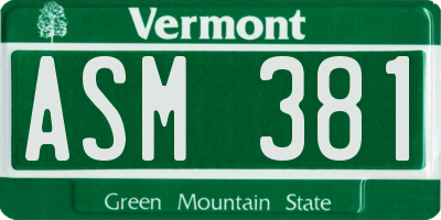 VT license plate ASM381