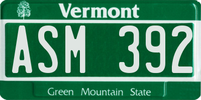VT license plate ASM392
