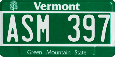 VT license plate ASM397