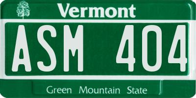 VT license plate ASM404