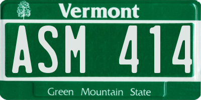 VT license plate ASM414