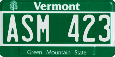 VT license plate ASM423