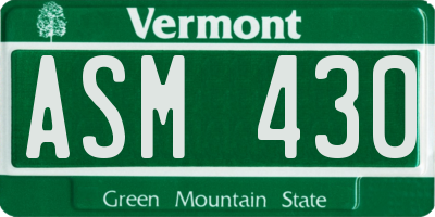 VT license plate ASM430
