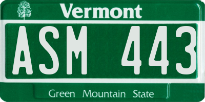 VT license plate ASM443