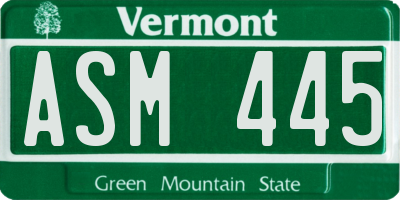 VT license plate ASM445