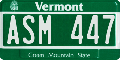 VT license plate ASM447