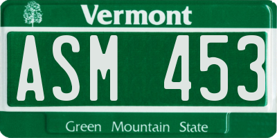 VT license plate ASM453