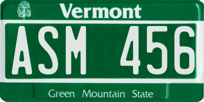 VT license plate ASM456