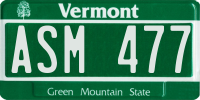 VT license plate ASM477
