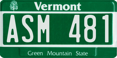 VT license plate ASM481