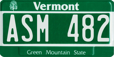 VT license plate ASM482