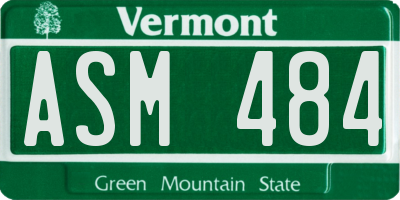 VT license plate ASM484