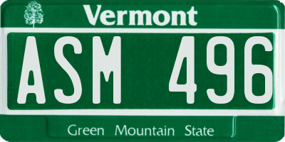 VT license plate ASM496