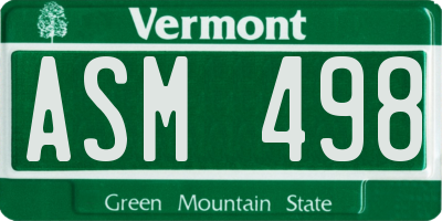 VT license plate ASM498