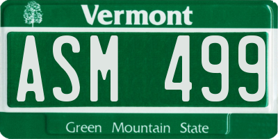 VT license plate ASM499