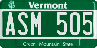 VT license plate ASM505