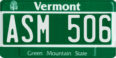 VT license plate ASM506