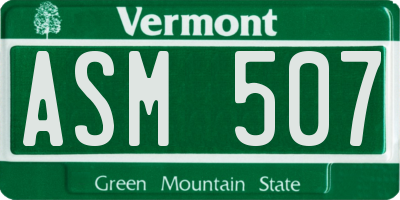 VT license plate ASM507