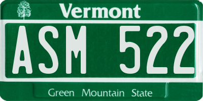VT license plate ASM522