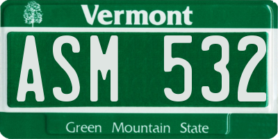 VT license plate ASM532