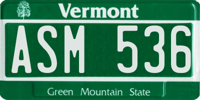 VT license plate ASM536