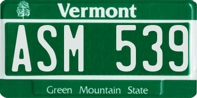 VT license plate ASM539