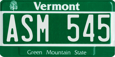 VT license plate ASM545
