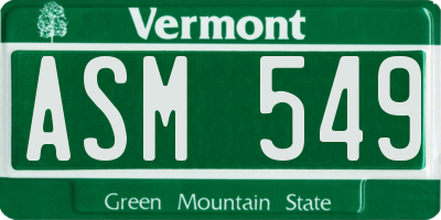 VT license plate ASM549
