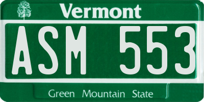 VT license plate ASM553