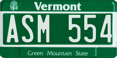 VT license plate ASM554
