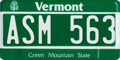 VT license plate ASM563