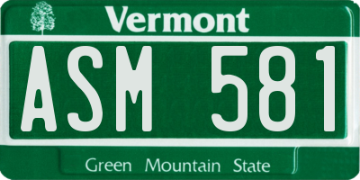 VT license plate ASM581