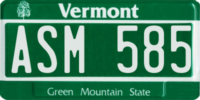 VT license plate ASM585