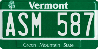 VT license plate ASM587