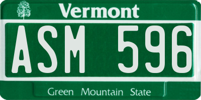 VT license plate ASM596