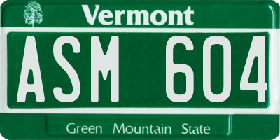 VT license plate ASM604