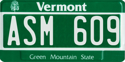 VT license plate ASM609