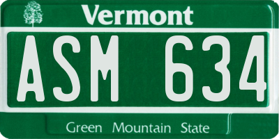 VT license plate ASM634