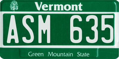 VT license plate ASM635