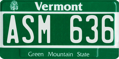 VT license plate ASM636