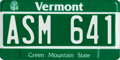 VT license plate ASM641