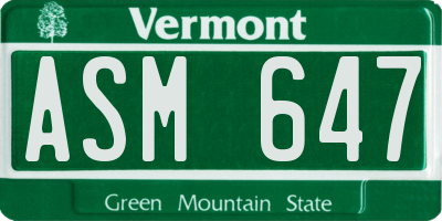 VT license plate ASM647