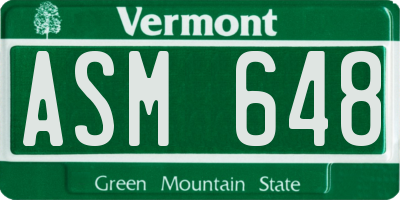 VT license plate ASM648