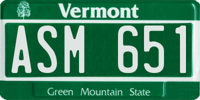 VT license plate ASM651