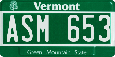 VT license plate ASM653